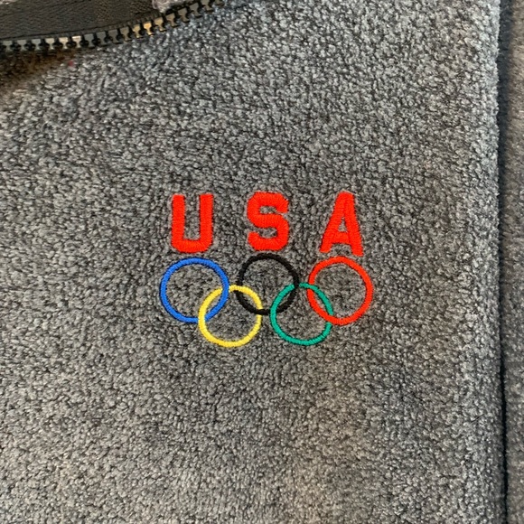 Team USA Olympic Fleece Zip Up Womens Medium Jacket Gray Olympic Symbol - Picture 3 of 5